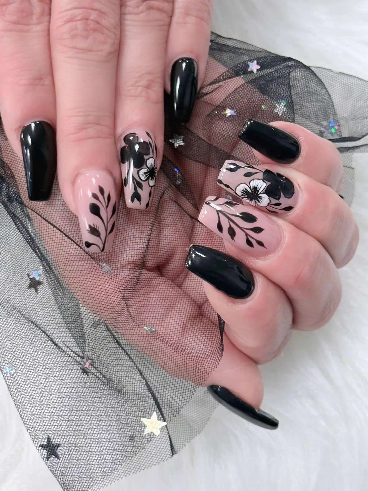 Red graphic nail art