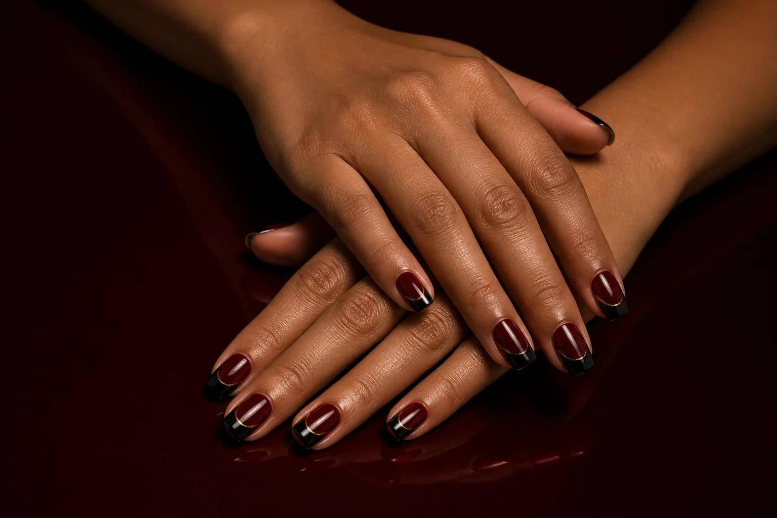 Black French manicure